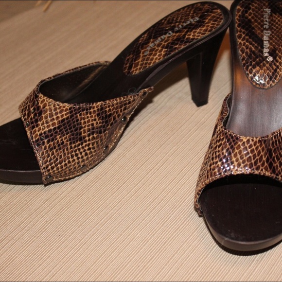 Snakeskin print slip on open toe sandal heels - Picture 5 of 5